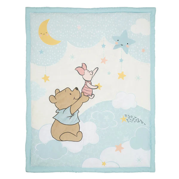 Disney Baby Starlight Pooh 3-Piece Blue Nursery Crib Bedding Set