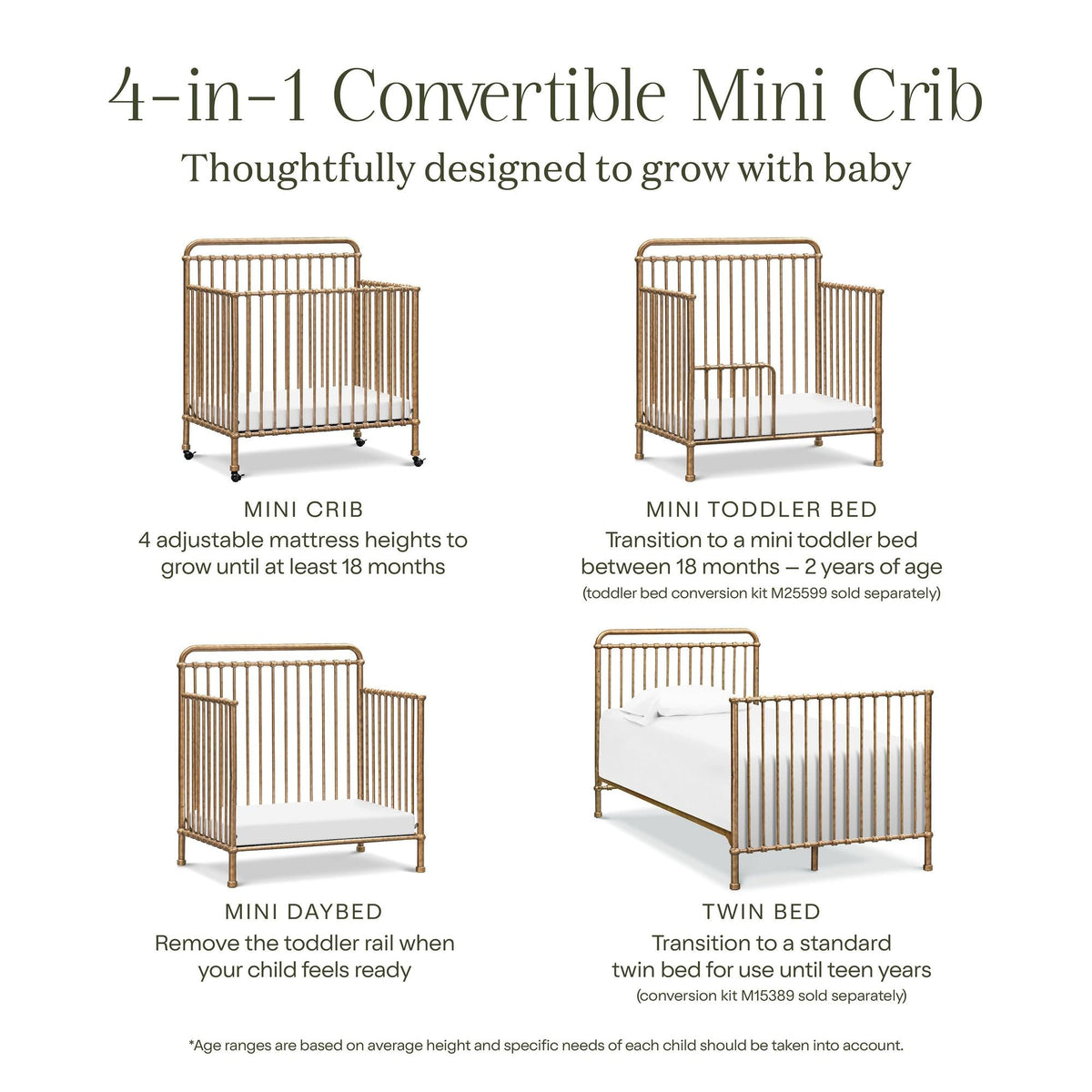 Namesake Winston 4-in-1 Convertible Mini Crib
