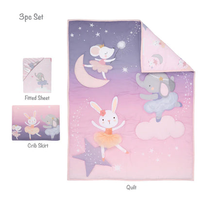 Tiny Dancer 3-Piece Ballet Baby Crib Bedding Set - Elephant
