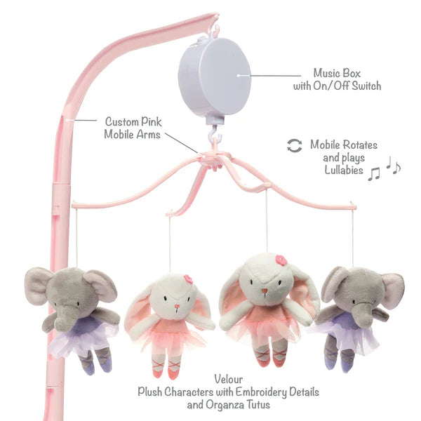 Tiny Dancer Ballet Animals Musical Baby Crib Mobile Soother Toy