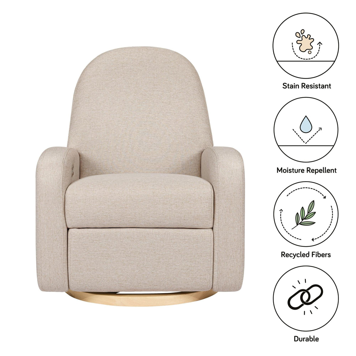 Babyletto Nami Electronic Recliner and Swivel Glider Recliner with USB port