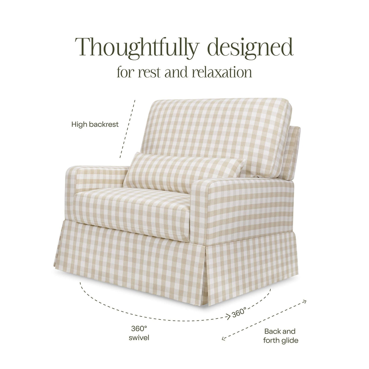 Namesake Crawford Pillowback Chair and a Half Comfort Swivel Glider