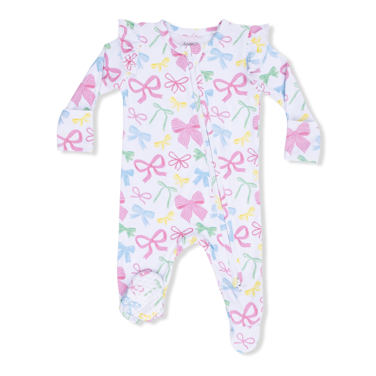 2 Way Ruffle Sleeve Zipper Footie - Sweet Bows