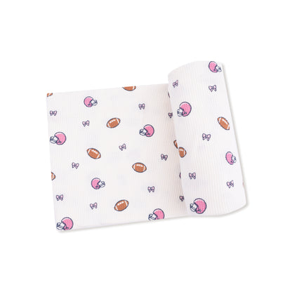 Swaddle Blanket - Footballs And Bows