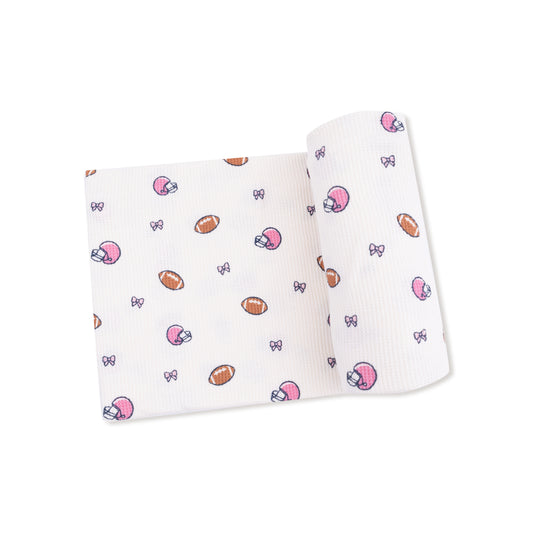 Swaddle Blanket - Footballs And Bows
