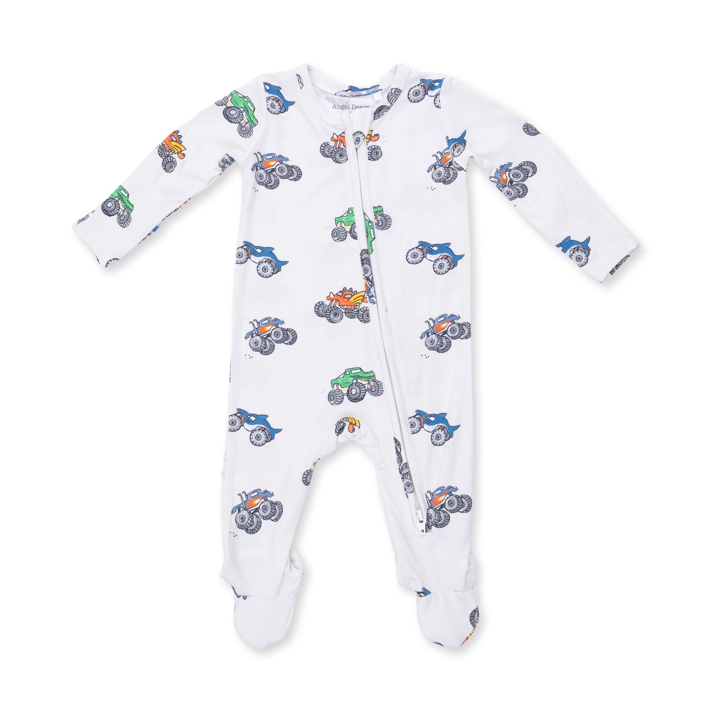 2 Way Zipper Footie - Monster Trucks