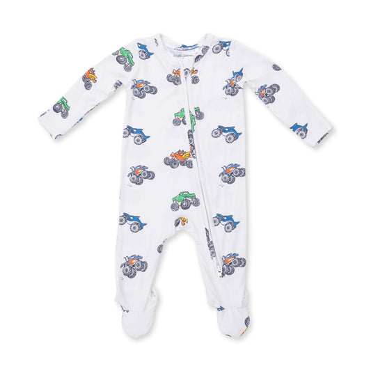 2 Way Zipper Footie - Monster Trucks