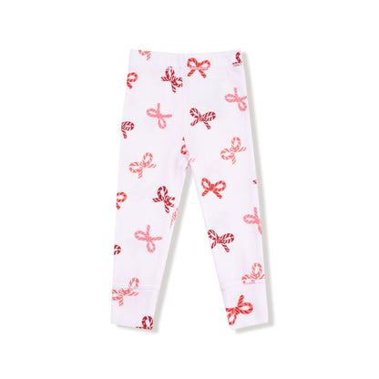 Long Sleeve Loungewear Set - Candy Cane Bows