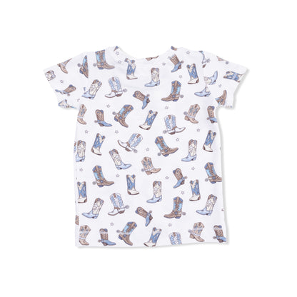 Short Sleeve Loungewear Set - Cowboy Boots