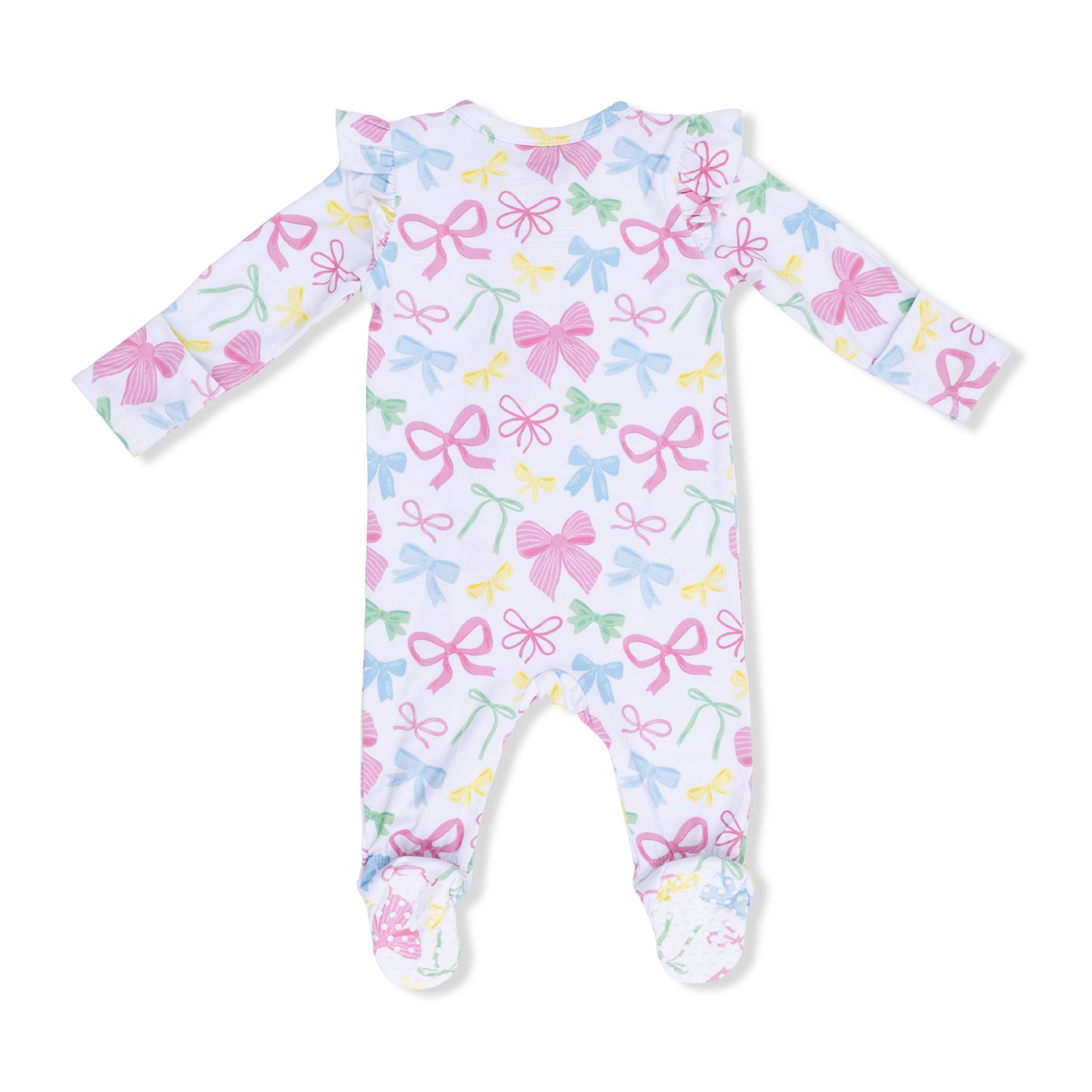 2 Way Ruffle Sleeve Zipper Footie - Sweet Bows
