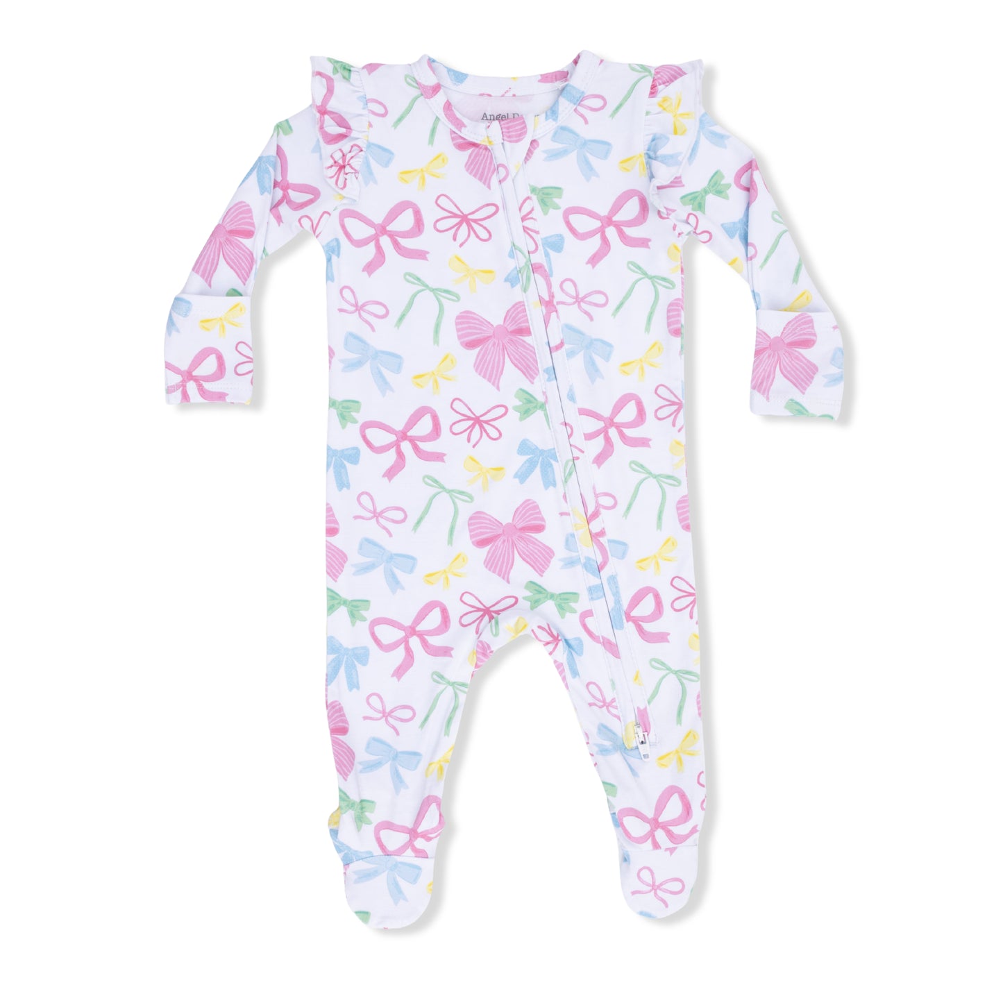 2 Way Ruffle Sleeve Zipper Footie - Sweet Bows