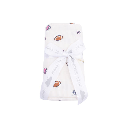 Swaddle Blanket - Footballs And Bows