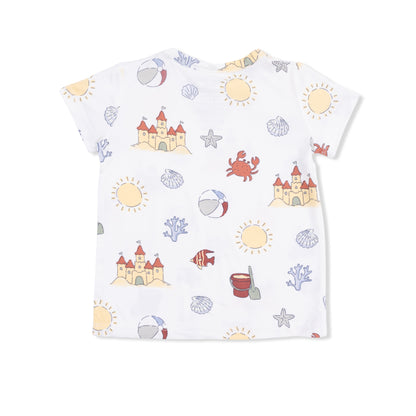 Crew Neck Tee w/ Casual Short - Sunny Sandcastles