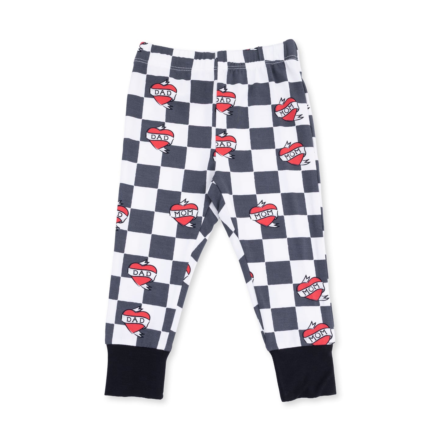 Short Sleeve Loungewear Set - Heart Tattoo Check Black