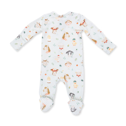 2 Way Zipper Footie - Baby Farm Faces