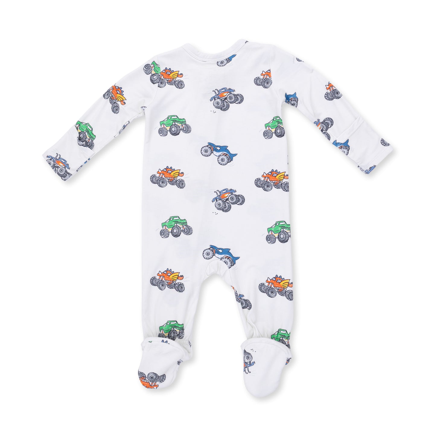 2 Way Zipper Footie - Monster Trucks