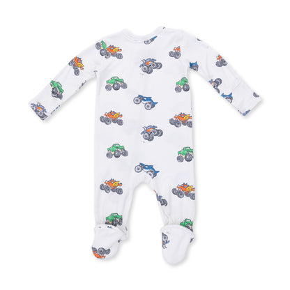 2 Way Zipper Footie - Monster Trucks