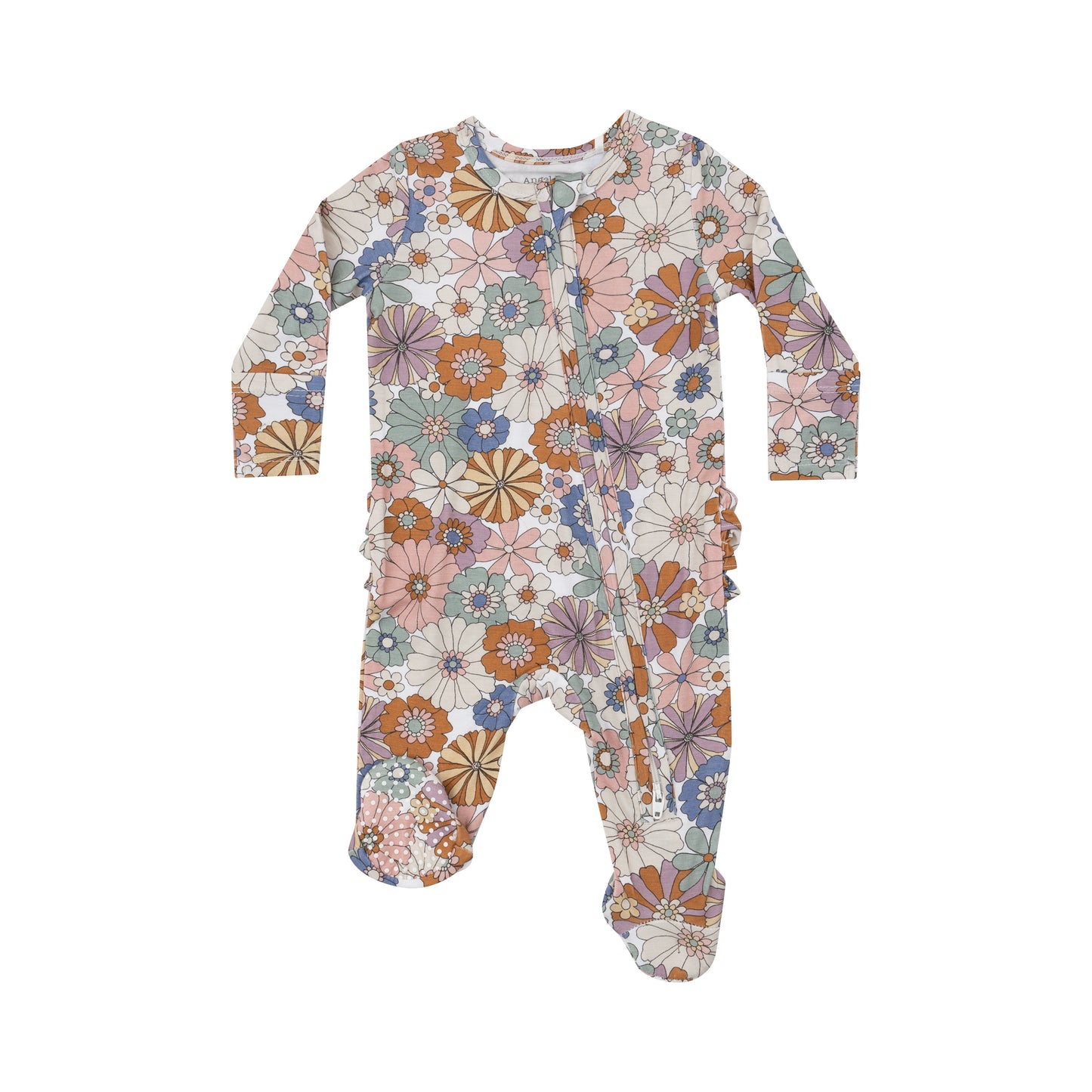 Angel Dear 2 Way Zipper Ruffle Back Footie - Brighton Floral