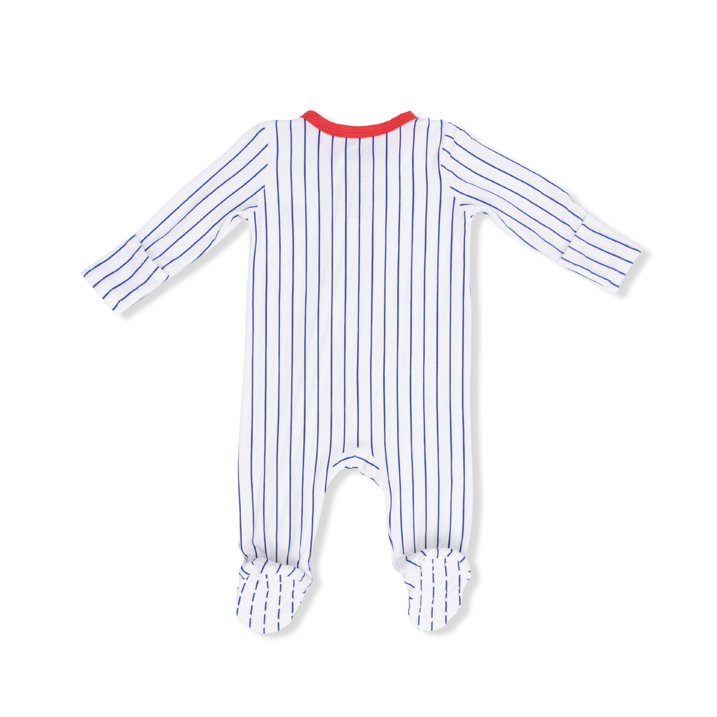 2 Way Zipper Footie - Baseball Stripe