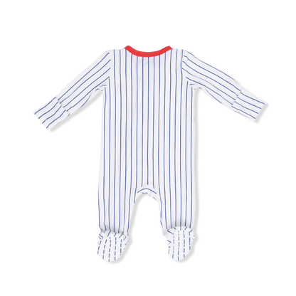 2 Way Zipper Footie - Baseball Stripe