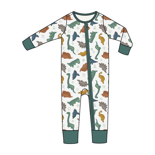 2-Way Zipper Romper - Dino Rocks