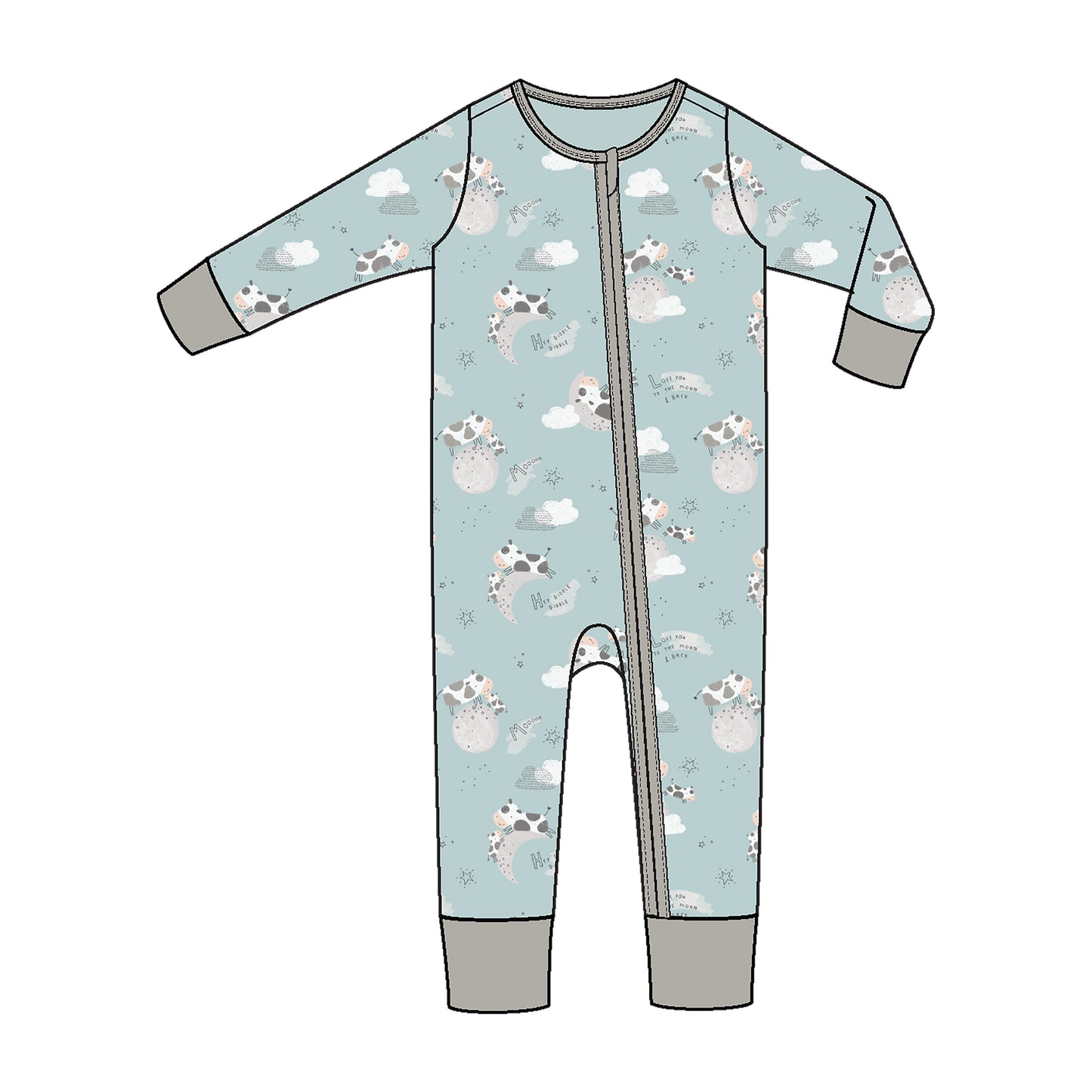 Angel Dear 2 Way Zipper Romper - I Love You To The Moon Cows
