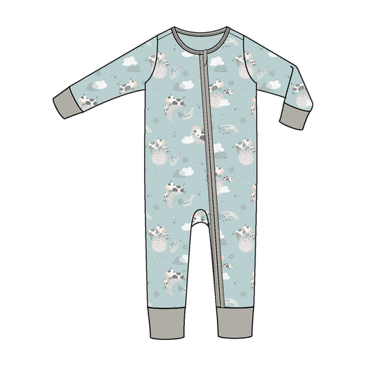 2-Way Zipper Romper - I Love You To The Moon Cows