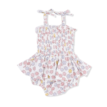 Smocked Bubble With Skirt - Sarah Floral