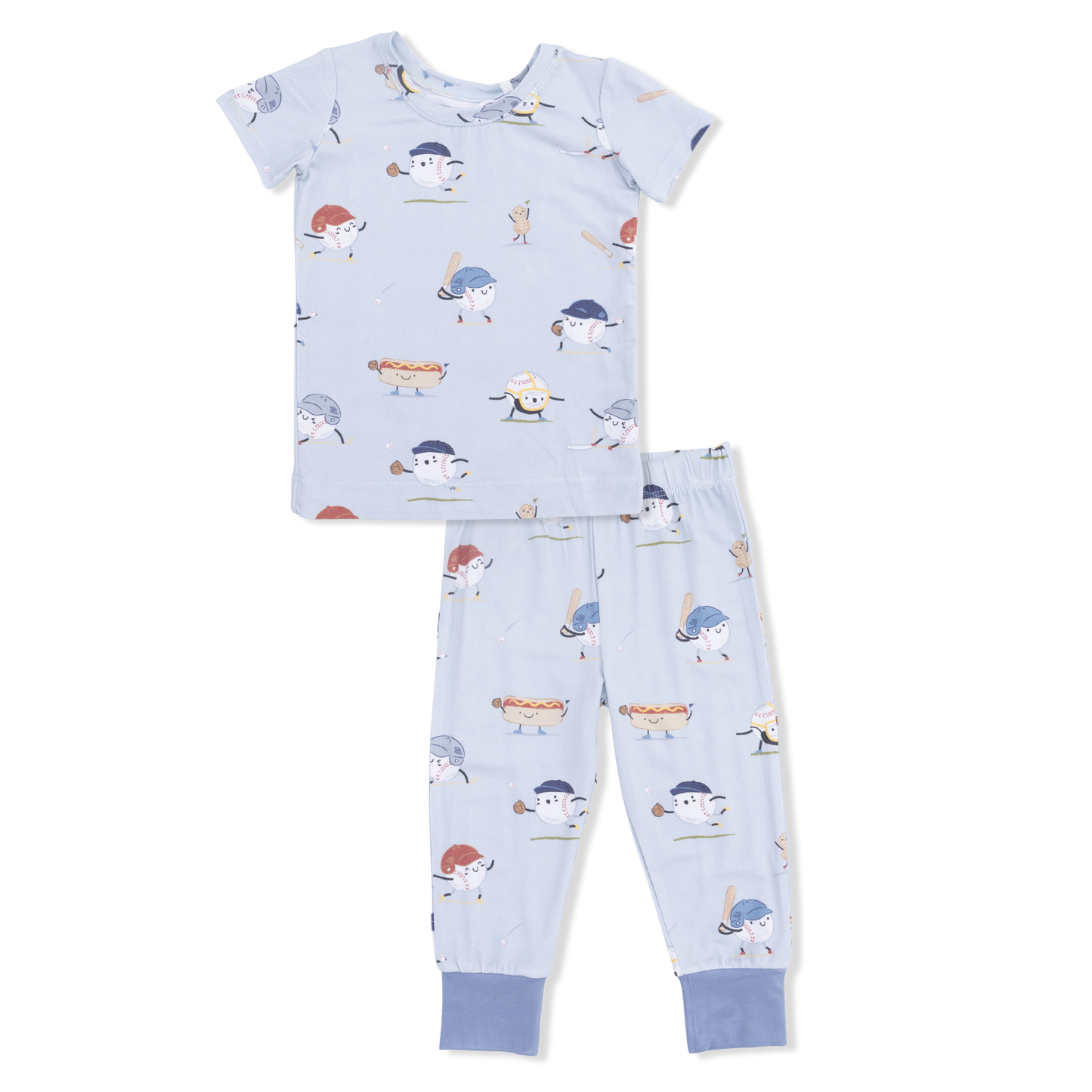 Short Sleeve Loungewear Set - Baseballs Playing Baseball