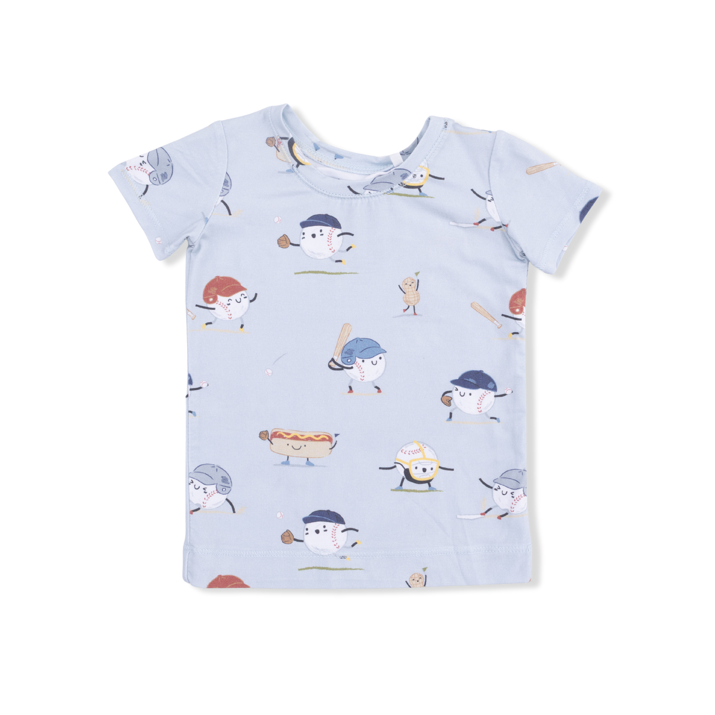 Short Sleeve Loungewear Set - Baseballs Playing Baseball