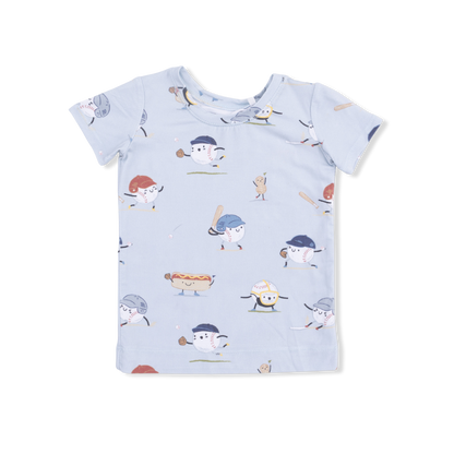 Short Sleeve Loungewear Set - Baseballs Playing Baseball