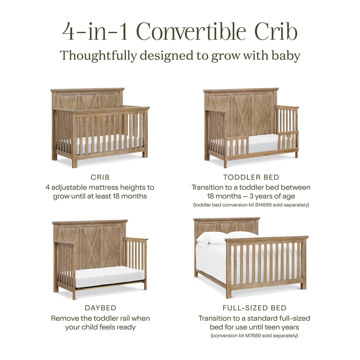 Monogram by Namesake Emory Farmhouse 4-in-1 Convertible Crib
