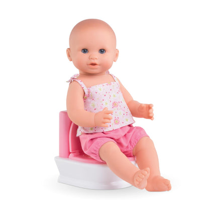 Interactive toilet for 12"/14" baby doll