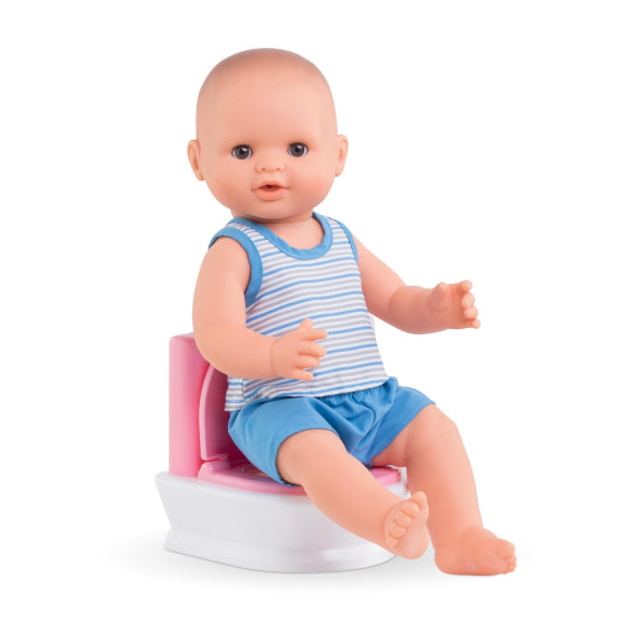 Interactive toilet for 12"/14" baby doll
