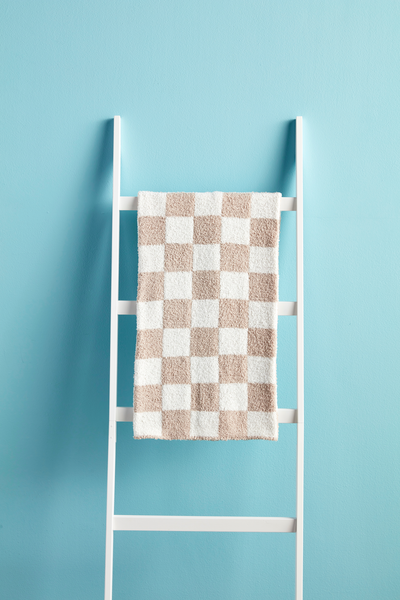 Taupe Check Chenille Blanket