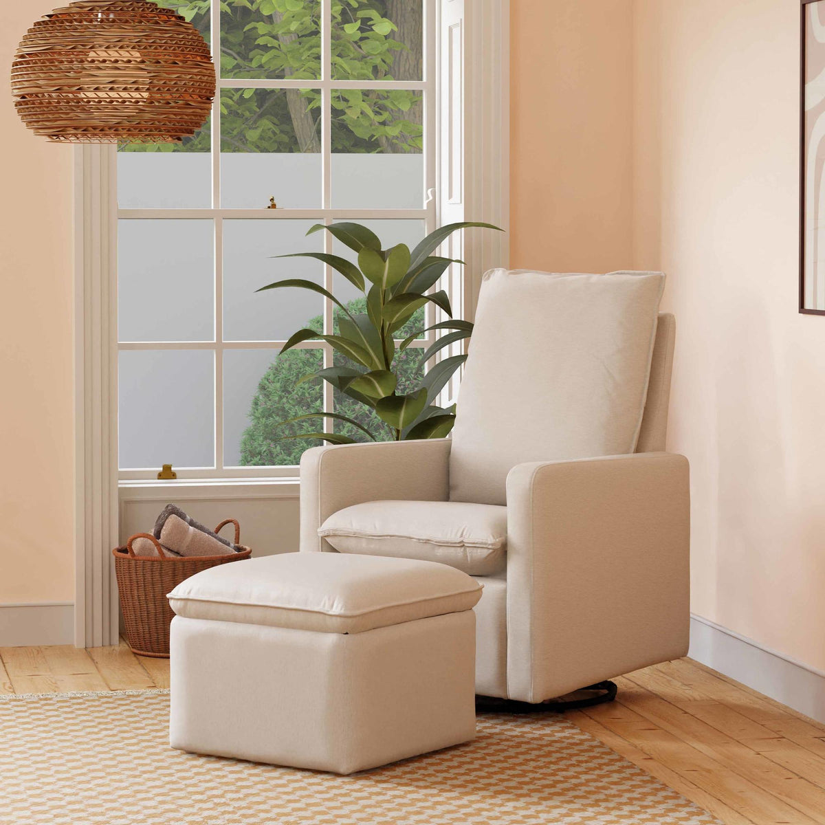 Babyletto Cali Storage Ottoman in Eco-Performance Fabric | Water Repellent & Stain Resistant