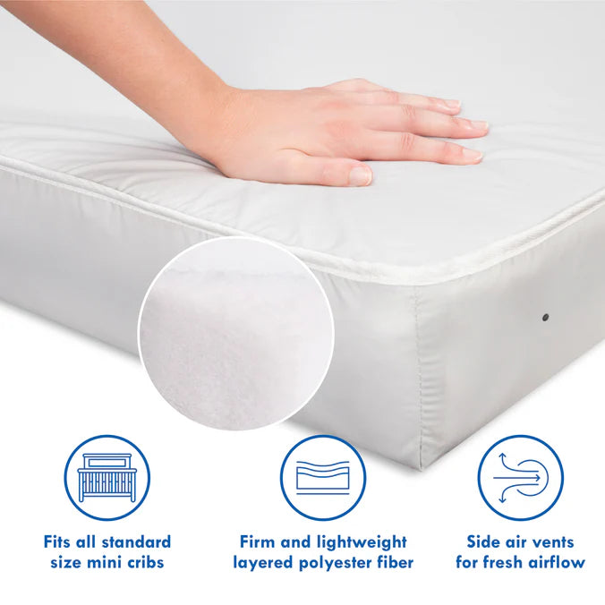 Complete Slumber Waterproof Mini Crib Mattress | Firm support | GREENGUARD Gold Certified | Lightweight | Waterproof