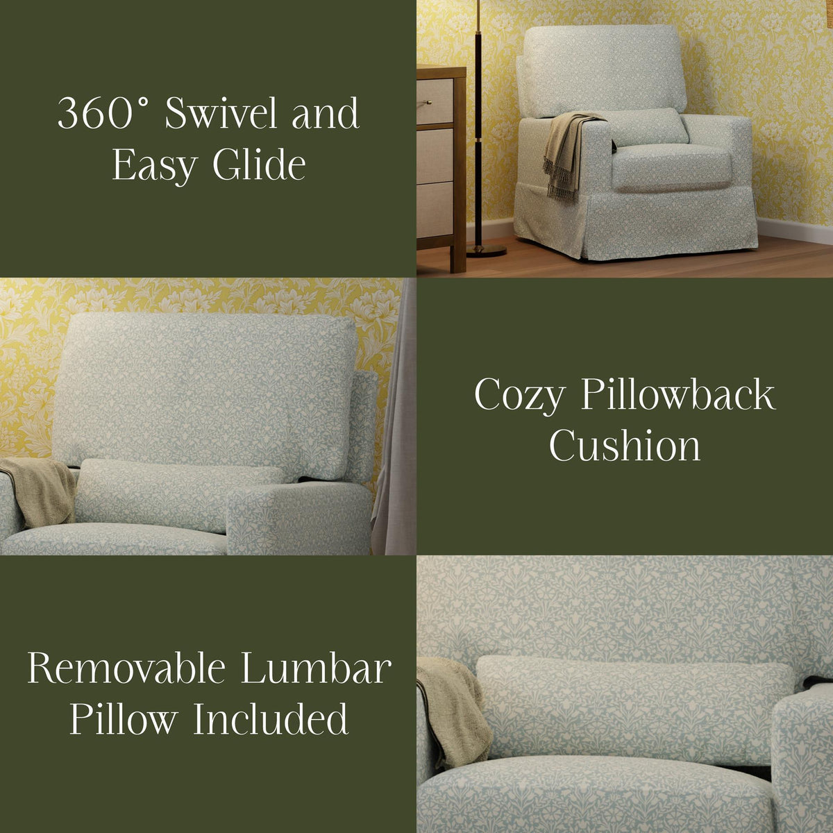 Morris & Co. x Namesake Crawford Pillowback Comfort Swivel Glider
