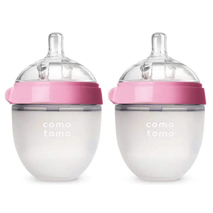 Comotomo Baby Bottle, Double Pack - 5 oz - Pink