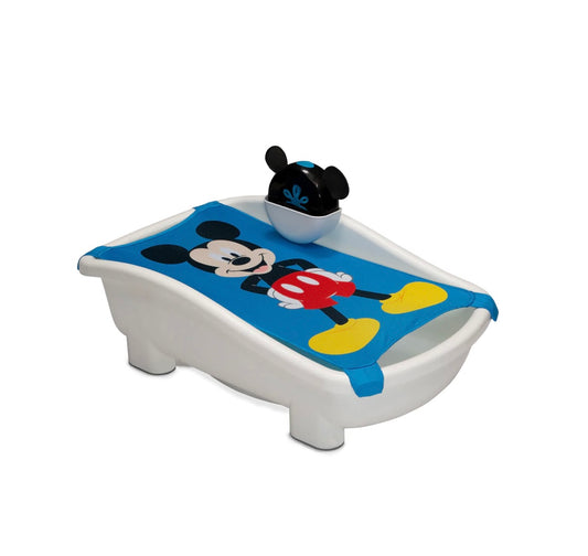 Disney Mickey Mouse My First Bubble Bath- 3-in-1 Newborn to Toddler Bathtub with Sling and Bubbler Blower