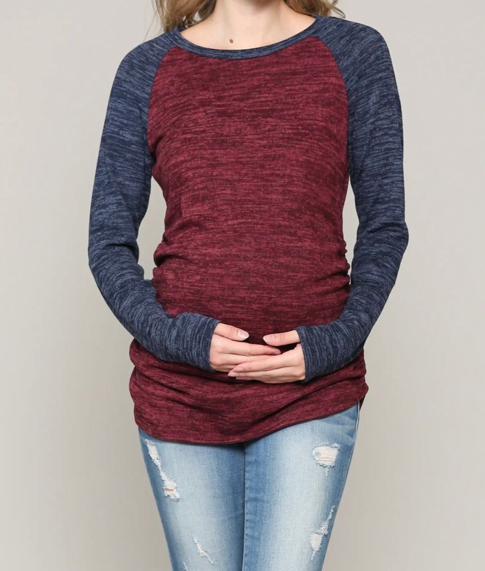 Maternity COLOR BLOCK Sweater Knit Top