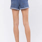 Mid-Rise Maternity Cuffed Denim Shorts