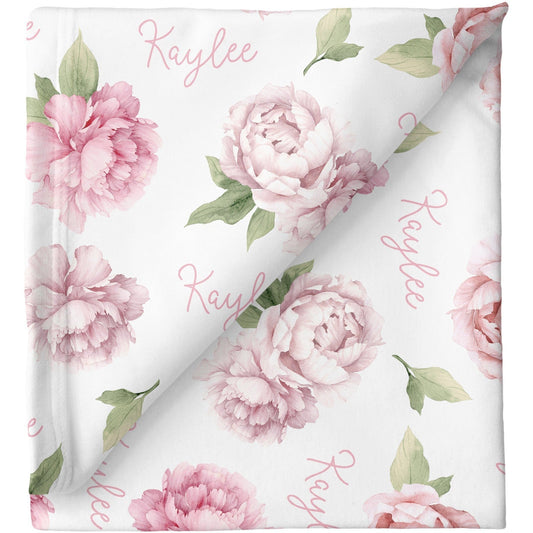 Sugar + Maple Personalized Stretchy Blanket | Peonies